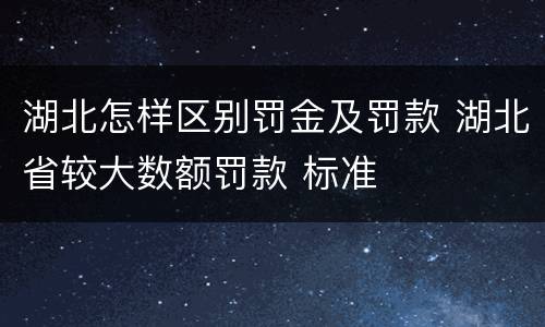 湖北怎样区别罚金及罚款 湖北省较大数额罚款 标准