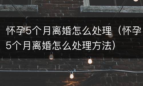 怀孕5个月离婚怎么处理（怀孕5个月离婚怎么处理方法）
