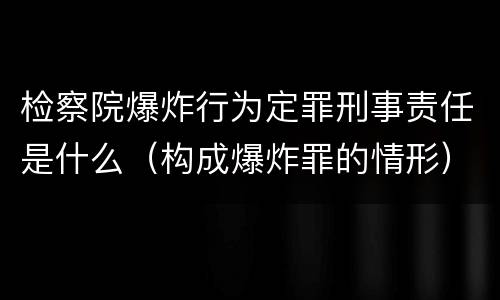 检察院爆炸行为定罪刑事责任是什么（构成爆炸罪的情形）