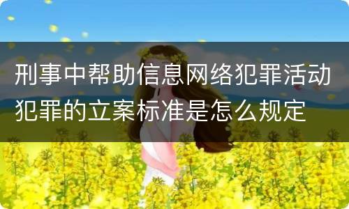 刑事中帮助信息网络犯罪活动犯罪的立案标准是怎么规定