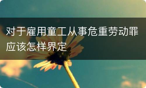 对于雇用童工从事危重劳动罪应该怎样界定