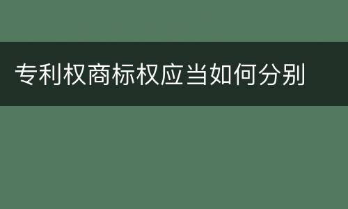专利权商标权应当如何分别