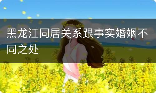 黑龙江同居关系跟事实婚姻不同之处