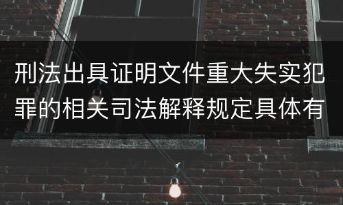 刑法出具证明文件重大失实犯罪的相关司法解释规定具体有哪些