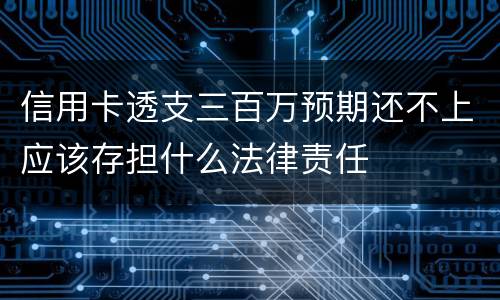信用卡透支三百万预期还不上应该存担什么法律责任