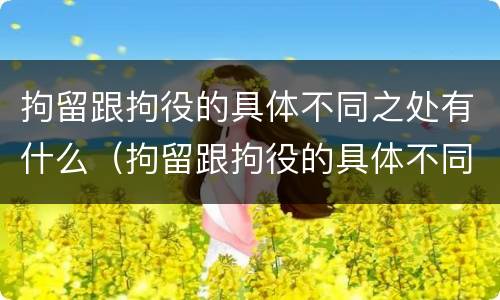 拘留跟拘役的具体不同之处有什么（拘留跟拘役的具体不同之处有什么影响）