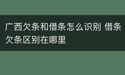 广西欠条和借条怎么识别 借条欠条区别在哪里