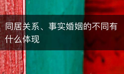 同居关系、事实婚姻的不同有什么体现