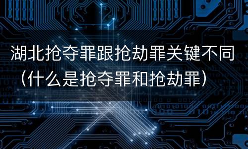 湖北抢夺罪跟抢劫罪关键不同（什么是抢夺罪和抢劫罪）