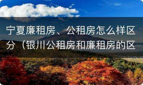 宁夏廉租房、公租房怎么样区分（银川公租房和廉租房的区别）
