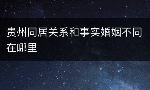 贵州同居关系和事实婚姻不同在哪里