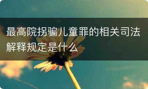 最高院拐骗儿童罪的相关司法解释规定是什么