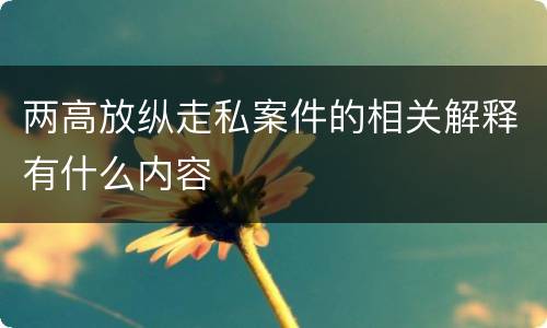 两高放纵走私案件的相关解释有什么内容
