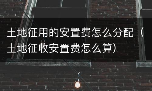 土地征用的安置费怎么分配（土地征收安置费怎么算）