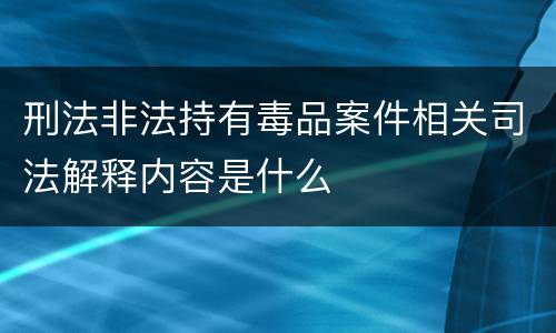 刑法非法持有毒品案件相关司法解释内容是什么