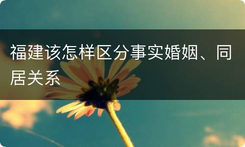 福建该怎样区分事实婚姻、同居关系