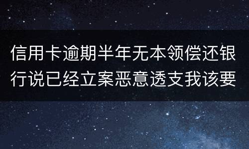 信用卡逾期半年无本领偿还银行说已经立案恶意透支我该要怎样办