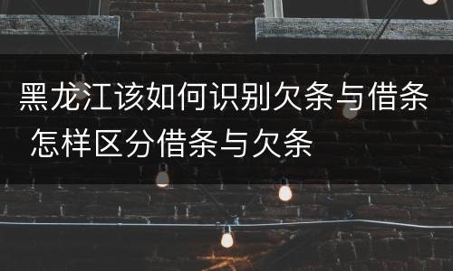黑龙江该如何识别欠条与借条 怎样区分借条与欠条