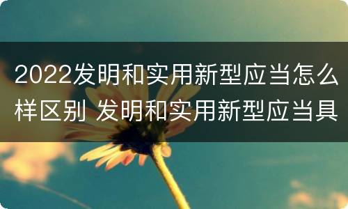 2022发明和实用新型应当怎么样区别 发明和实用新型应当具备的条件