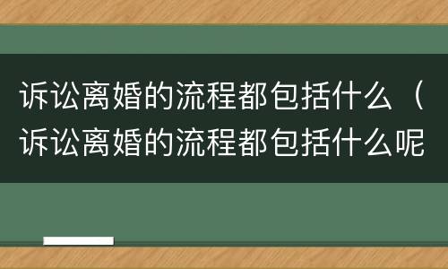 诉讼离婚的流程都包括什么（诉讼离婚的流程都包括什么呢）