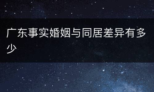 广东事实婚姻与同居差异有多少