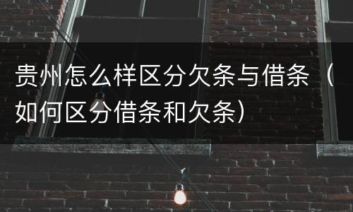 贵州怎么样区分欠条与借条（如何区分借条和欠条）