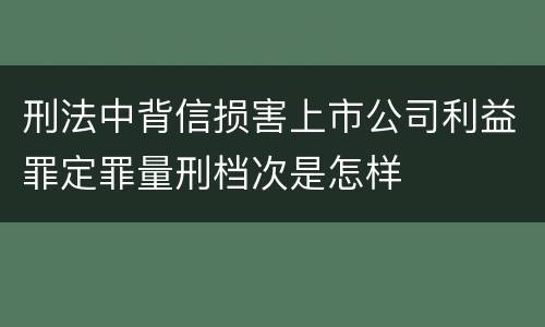 刑法中背信损害上市公司利益罪定罪量刑档次是怎样