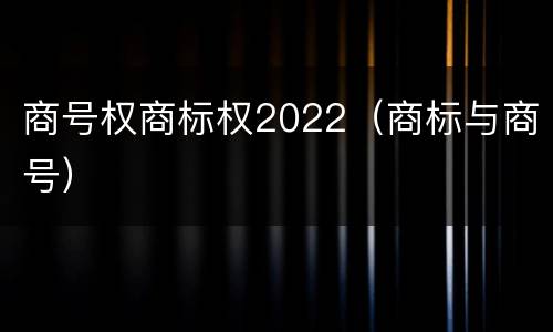 商号权商标权2022（商标与商号）