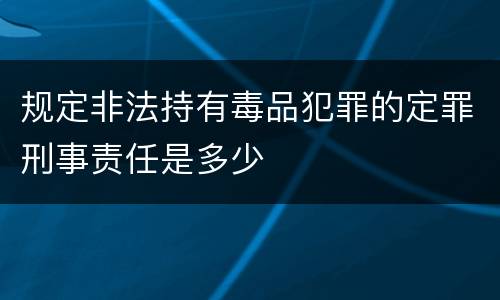规定非法持有毒品犯罪的定罪刑事责任是多少