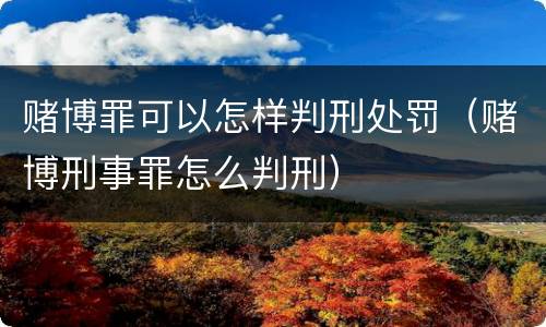 赌博罪可以怎样判刑处罚（赌博刑事罪怎么判刑）