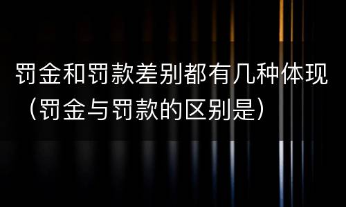 罚金和罚款差别都有几种体现（罚金与罚款的区别是）