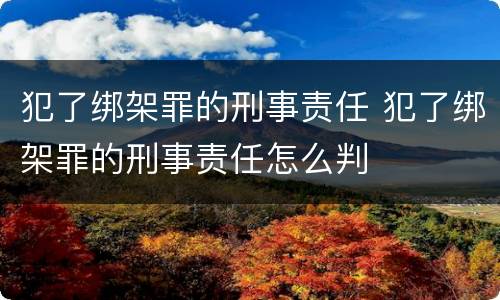 犯了绑架罪的刑事责任 犯了绑架罪的刑事责任怎么判
