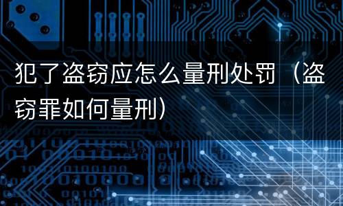 犯了盗窃应怎么量刑处罚（盗窃罪如何量刑）