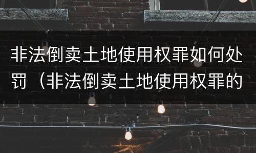 非法倒卖土地使用权罪如何处罚（非法倒卖土地使用权罪的立案标准）
