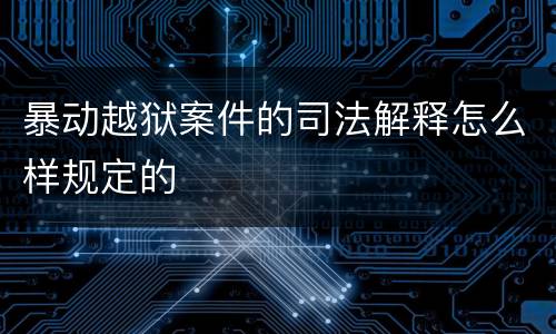 暴动越狱案件的司法解释怎么样规定的