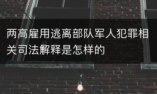 两高雇用逃离部队军人犯罪相关司法解释是怎样的