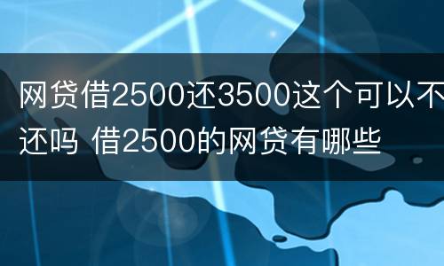 网贷借2500还3500这个可以不还吗 借2500的网贷有哪些