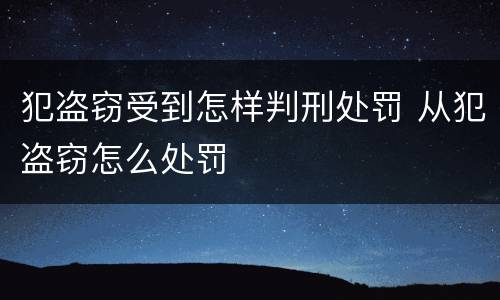 犯盗窃受到怎样判刑处罚 从犯盗窃怎么处罚