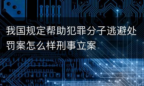 我国规定帮助犯罪分子逃避处罚案怎么样刑事立案