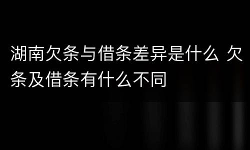 湖南欠条与借条差异是什么 欠条及借条有什么不同