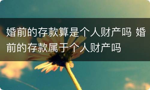 婚前的存款算是个人财产吗 婚前的存款属于个人财产吗