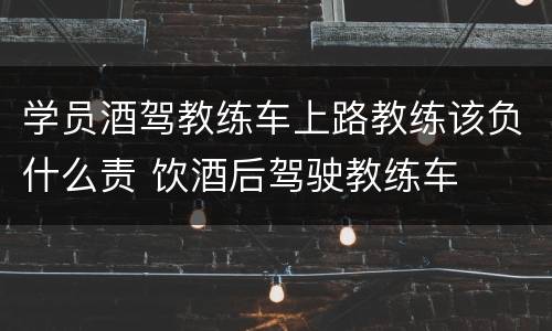 学员酒驾教练车上路教练该负什么责 饮酒后驾驶教练车