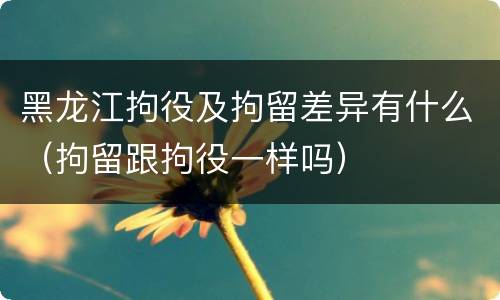 黑龙江拘役及拘留差异有什么（拘留跟拘役一样吗）