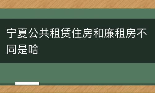 宁夏公共租赁住房和廉租房不同是啥