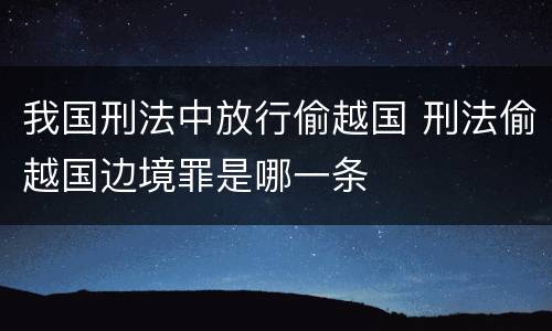 我国刑法中放行偷越国 刑法偷越国边境罪是哪一条