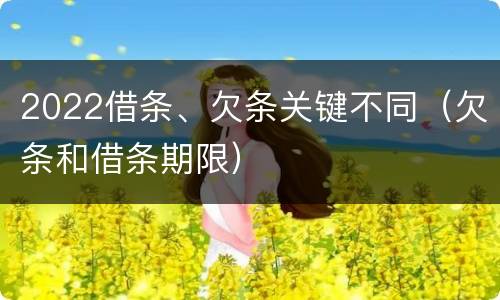 2022借条、欠条关键不同（欠条和借条期限）