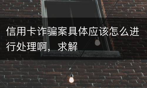 信用卡诈骗案具体应该怎么进行处理啊,求解