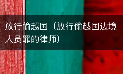 放行偷越国（放行偷越国边境人员罪的律师）