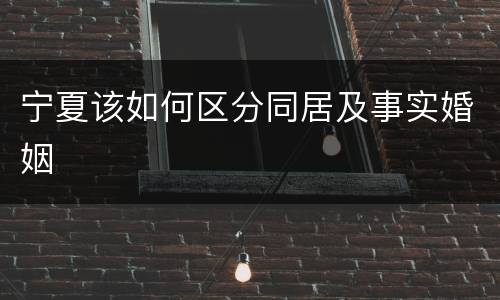 宁夏该如何区分同居及事实婚姻
