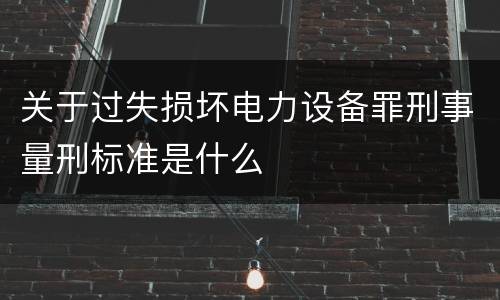 关于过失损坏电力设备罪刑事量刑标准是什么
